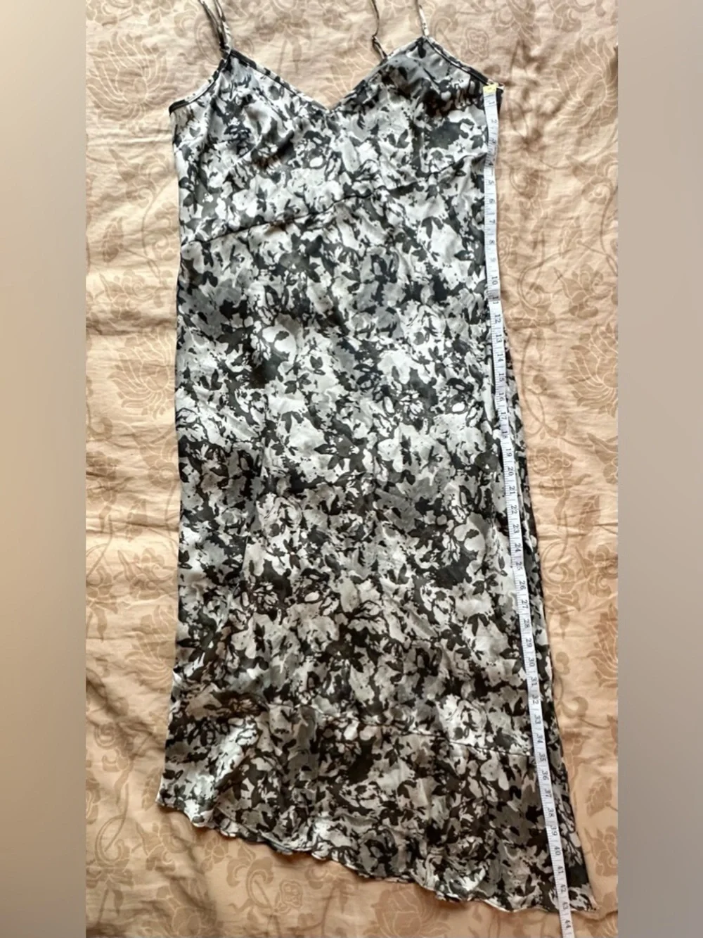 Kenneth Cole NY Camo Floral Silky Y2K Asymmetrical Slip Dress Size M - Picture 8 of 10